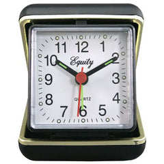 TRUE VALUE 20080 Advance Black Case Quartz Analog Clamshell Travel Alarm Clock