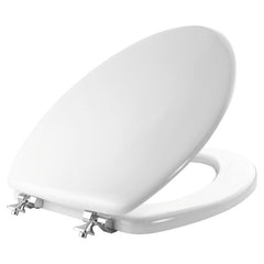 TRUE VALUE 144CP000 Mayfair Elongated Molded Wood Toilet Seat Chrome Hinge White