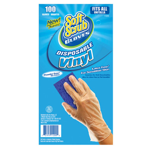 TRUE VALUE 11200-16 Soft Scrub 100 Count Disposable Vinyl Gloves