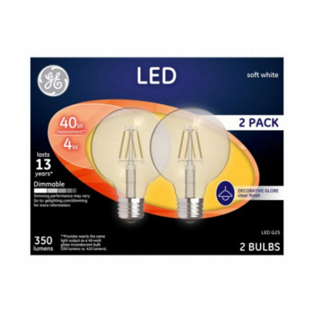 True Value 23192 GE 2PK 4W LED G25 BULB