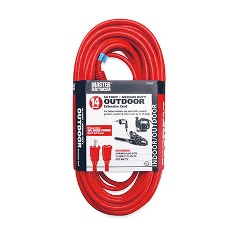 TRUE VALUE 2408ME Master Electrician Extension Cord 14/3 SJTW Red Round Vinyl 50-Ft.