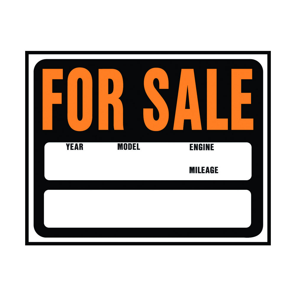 True Value SP-112 15 x 19-Inch Hy-Glo Orange/ Black Plastic Auto For Sale Sign