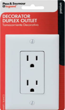 TRUE VALUE 885WCCC5WP Pass & Seymour - Legrand White 2-Pole 3-Wire Grounding Decorator Duplex Receptacle