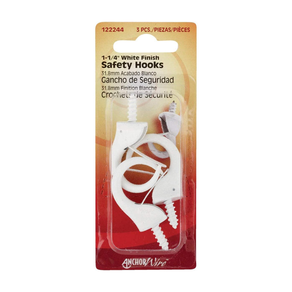 TRUE VALUE 122244 3-Pack 1-1/4-Inch White Safety Hook