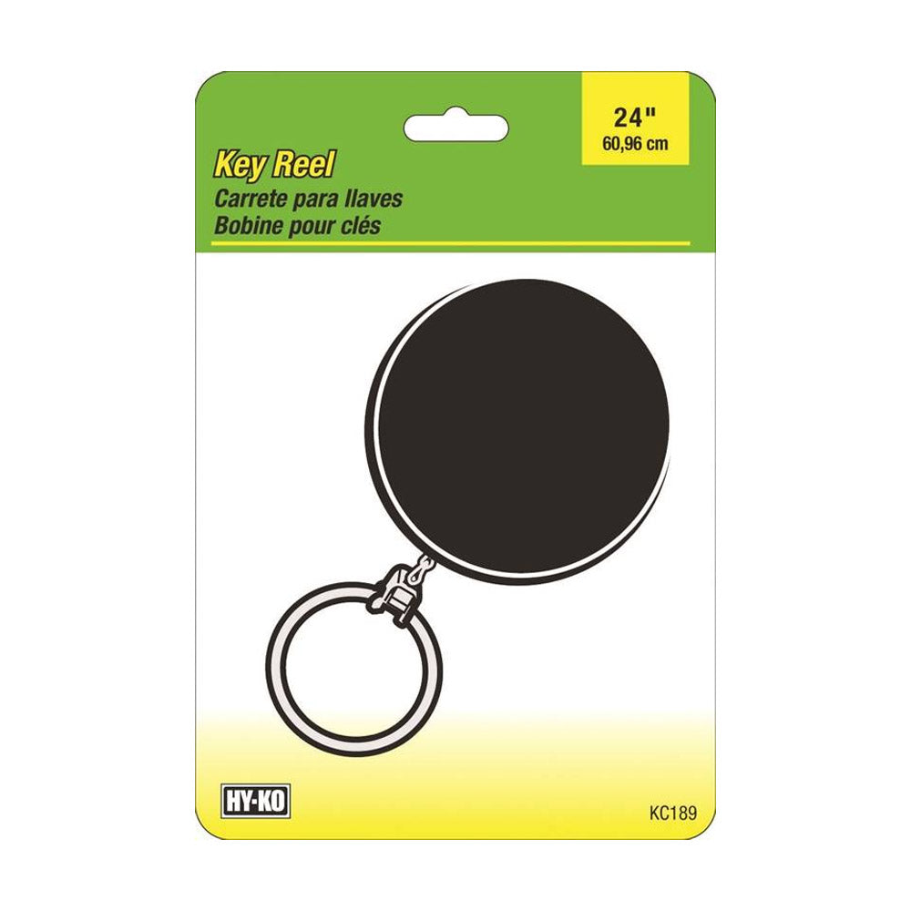 TRUE VALUE KC189 Hy-Ko Key Reel Clip Retractable Black With 24-In. Chain