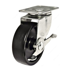 TRUE VALUE F25234 3, Polypropylene Wheel, Swivel Plate Caster, With Side Brake