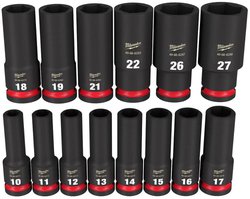 Milwaukee Tool 49-66-7014 SHOCKWAVE Impact Duty 1/2 Drive Metric Deep 14 Piece Socket Set