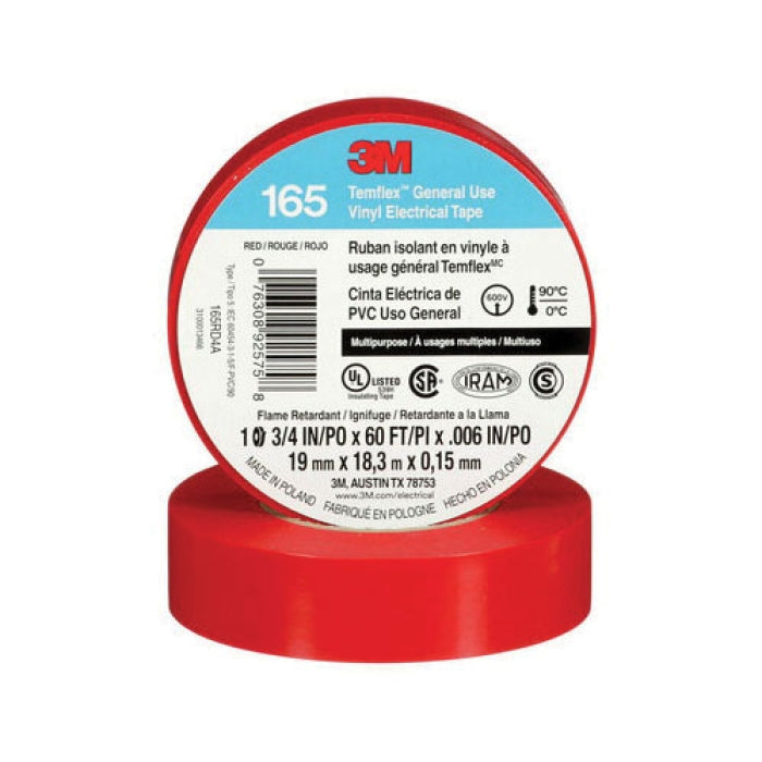 3M 165RD4A Temflex Vinyl Electrical Tape 60 ft x 3/4 in Replacement Unknown