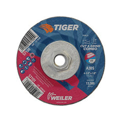 Weiler 57100 Tiger 57100 Long Life Performance Line Depressed Center Combo Wheel - 4-1/2 in Diameter x 1/8 in Thickness