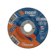 Weiler 58071 Tiger 58071 Performance Line Depressed Center Grinding Wheel 4-1/2 in Diameter 24 Grit