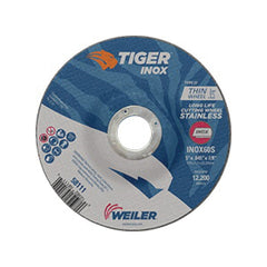 Weiler 58111 Tiger INOX Type 27 Long Life Thin Cutting Wheel - 5 in Diameter, 0.045 in Thickness, 60 Grit