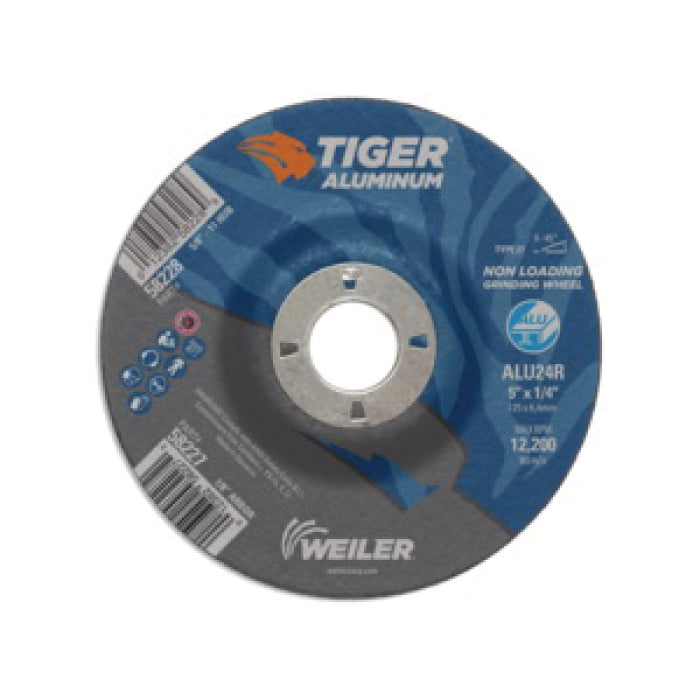 WEILER Weiler 58227 Tiger 24 Grit Type 27 Grinding Wheel 5 in x 1/4 in (0Â°-45Â°)