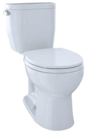 TOTO CST243EF#01 Entrada 1.28 GPF 17-1/4 Inch Cotton White Round Front Toilet