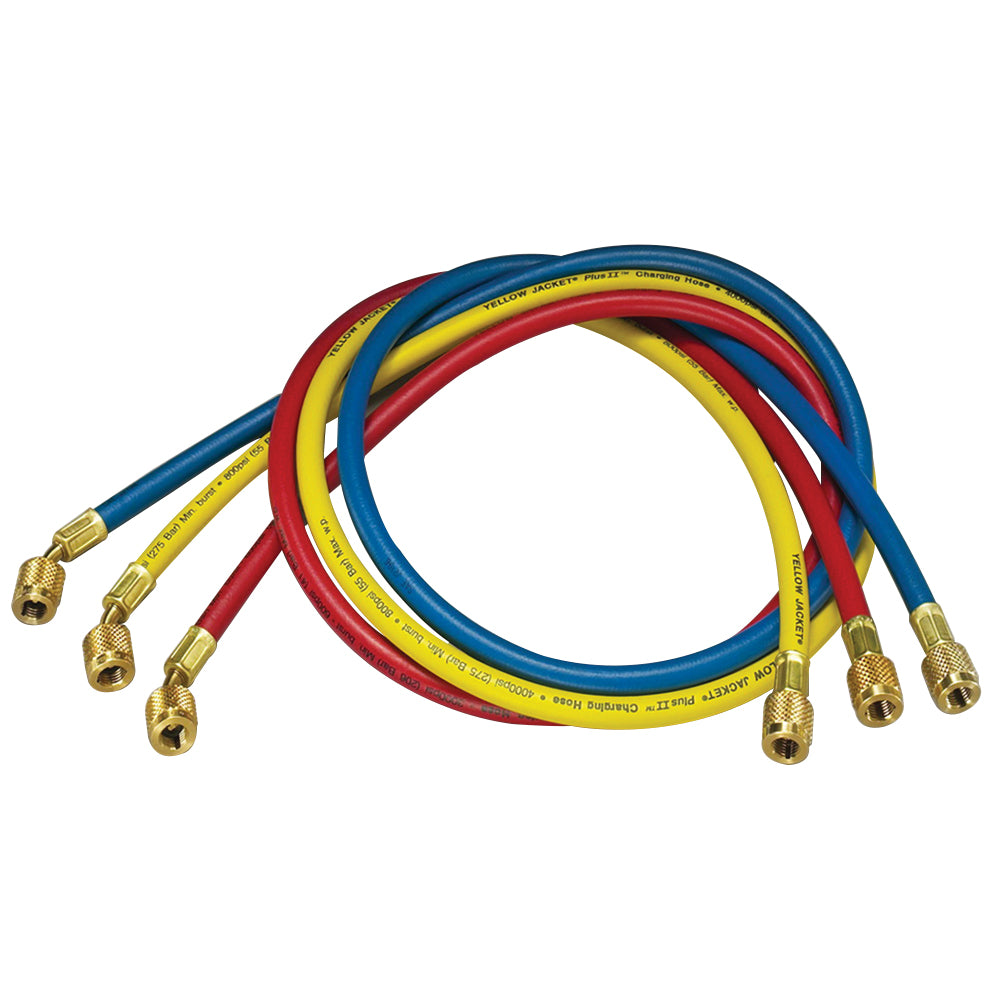 Yellow Jacket 21986 Plus II Hose Standard 1/4 Flare Fittings 72 Red/Yellow/Blue (Pack of 3)