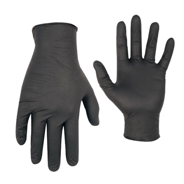 Custom LeatherCraft 2337L - NITRILE DISPOSABLE GLOVES BLACK LARGE 6-MIL. 100/BX #2337L