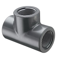 Spears 805-007 PVC Schedule 80 Tee, 3/4 Inch NPT Female, Gray