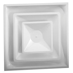 Hart & Cooley 050505 FPD Bright White Enamel Steel 4-Way Square Fixed Pattern T-Bar Ceiling Diffuser 12 in