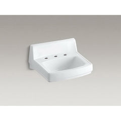 Kohler K-2030-0 Greenwich Vitreous China 3-Hole Single-Bowl Rectangular Wall Mount Bathroom Sink 20-3/4 in x 18-1/4 in White