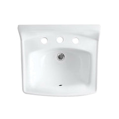 Kohler K-2030-0 Greenwich Vitreous China 3-Hole Single-Bowl Rectangular Wall Mount Bathroom Sink 20-3/4 in x 18-1/4 in White