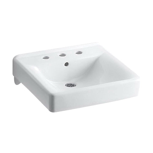 Kohler K-2053-0 Soho Vitreous China 3-Hole Wall Mount Bathroom Sink 20 in x 18 in