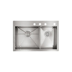 Kohler K-3839-4-NA Vault Smart Divide Top-Mount or Under-Mount Stainless Steel Kitchen Sink, 33 inch x 22 inch