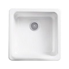 Kohler K-6587-0 Iron/Tones 1-Basin Cast Iron Undermount Kitchen Sink, 20-7/8 inch x 20-7/8 inch, White