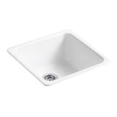 Kohler K-6587-0 Iron/Tones 1-Basin Cast Iron Undermount Kitchen Sink, 20-7/8 inch x 20-7/8 inch, White