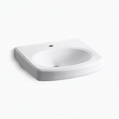 Kohler K-2028-1-0 Pinoir Vitreous China Oval Bathroom Sink 1 Hole 1 Bowl 18 in x 12 in