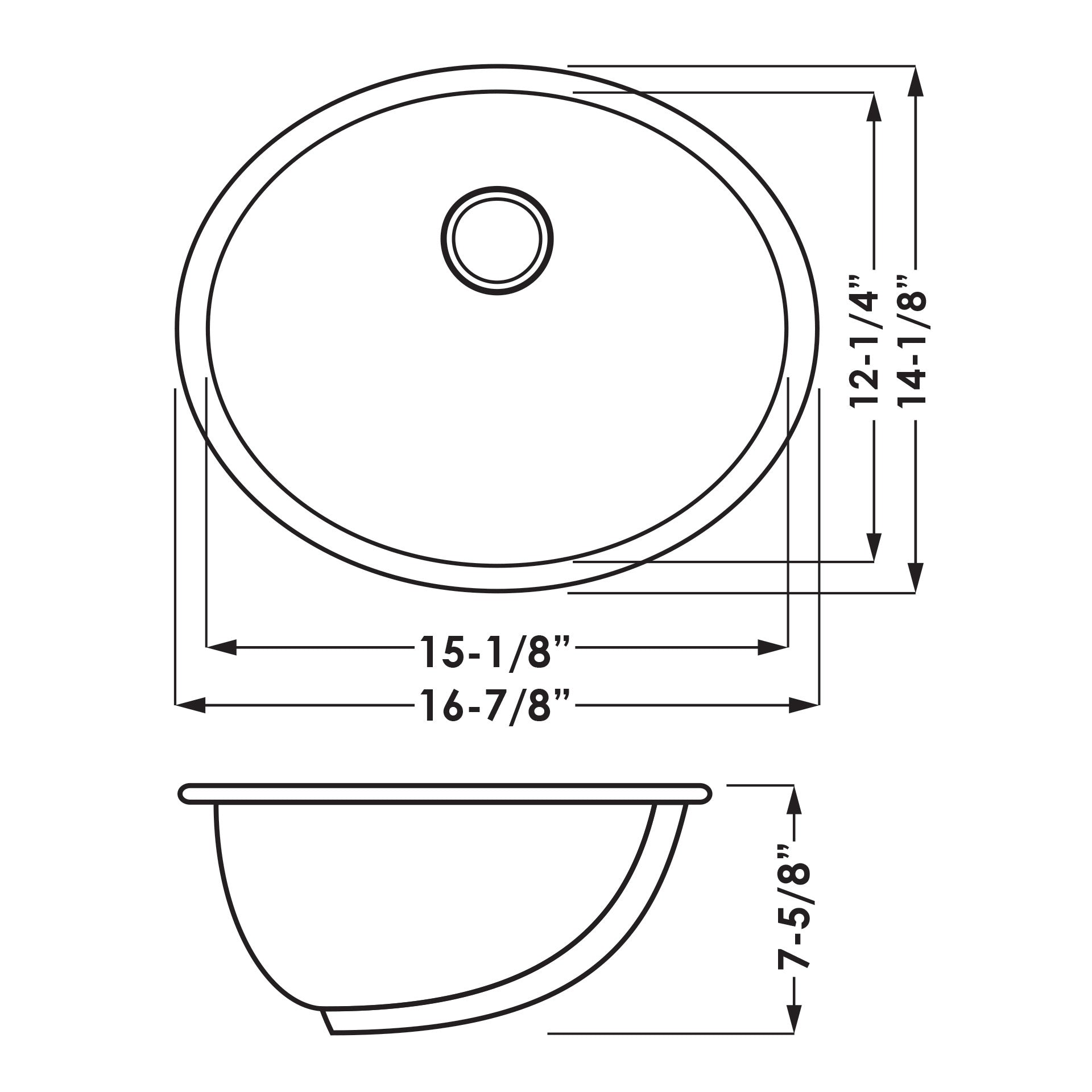 DAKOTA Dakota Plumbing Products US-1512BK Undermount Oval Sink