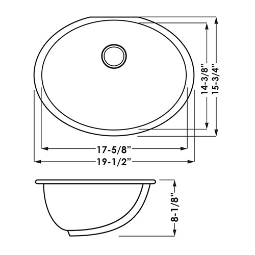 DAKOTA Dakota Plumbing Products US-1714B Undermount Oval Sink