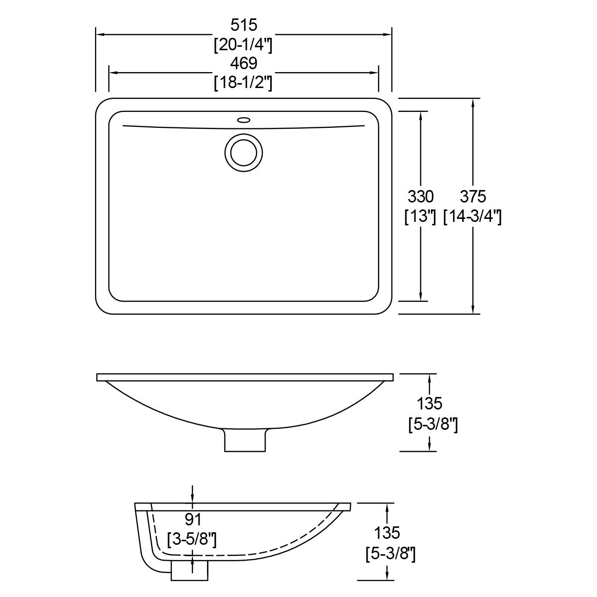 DAKOTA Dakota Plumbing Products US-1813W-ADA Undermount Sink Ada