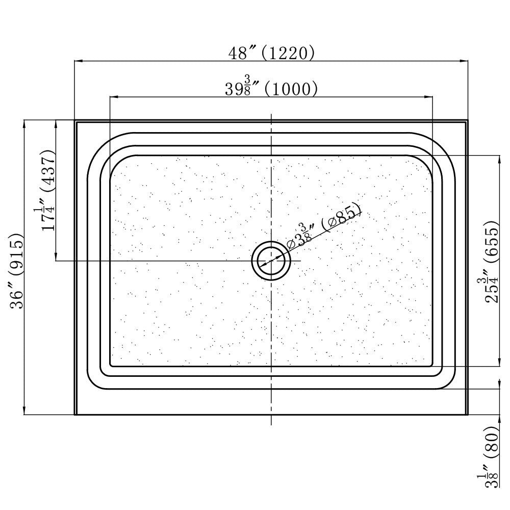 DAKOTA Dakota Plumbing Products USB-ASB483655CTF-W Shower Base