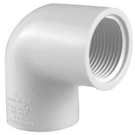 Charlotte Pipe PVC023020600 Plastic Elbow 90 Degree 1/2 inch x 1/2 inch