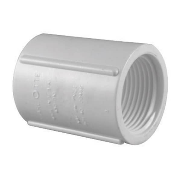 Charlotte Pipe PVC021020800 Plastic Pipe Coupling, PVC, 3/4 inch x 3/4 inch, Female NPT Thread x Female NPT Thread, Schedule 40