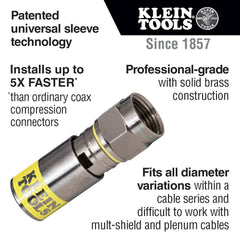 Klein VDV812-612 Universal F Compression Connectors RG6/6Q 50-Pack