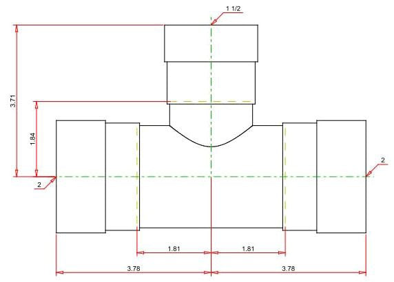 Viega 25401 MegaPressG Reducing Tee Carbon Steel 2 x 2 x 1-1/2 inches 125 PSI