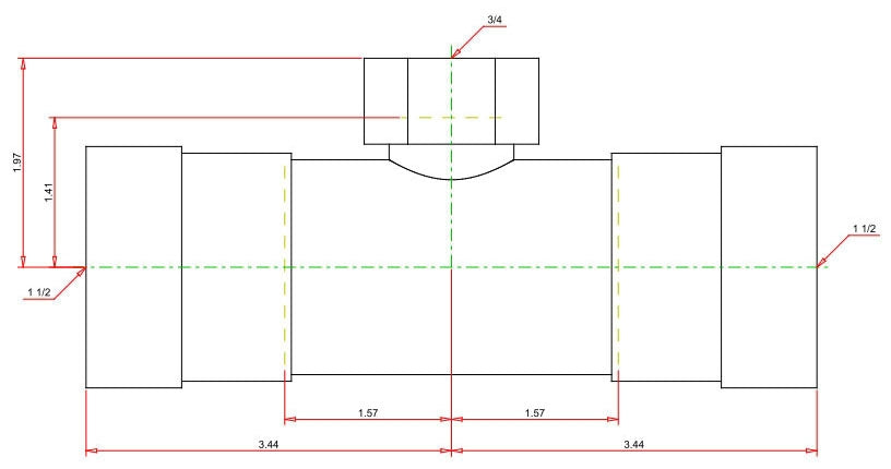 Viega 25441 MegaPressG 1-1/2 x 1-1/2 x 3/4 Reducing Tee Carbon Steel