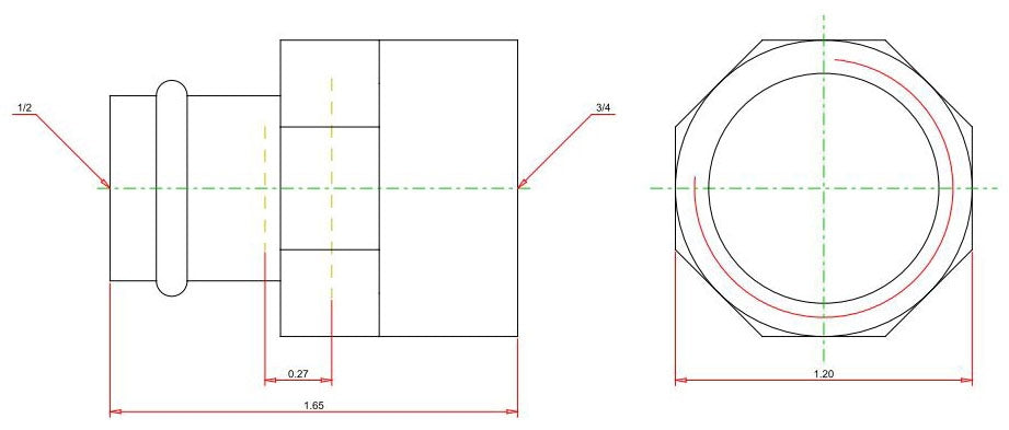 Viega 79305 ProPress Zero Lead Bronze Adapter with Female 1/2 inch by 3/4 inch P x Female NPT