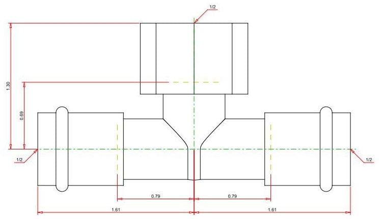 Viega 79580 ProPress, Press Tee, 1/2 inch x 1/2 inch x 1/2 inch, Press x Press x FPT, Model 2917.2ZL