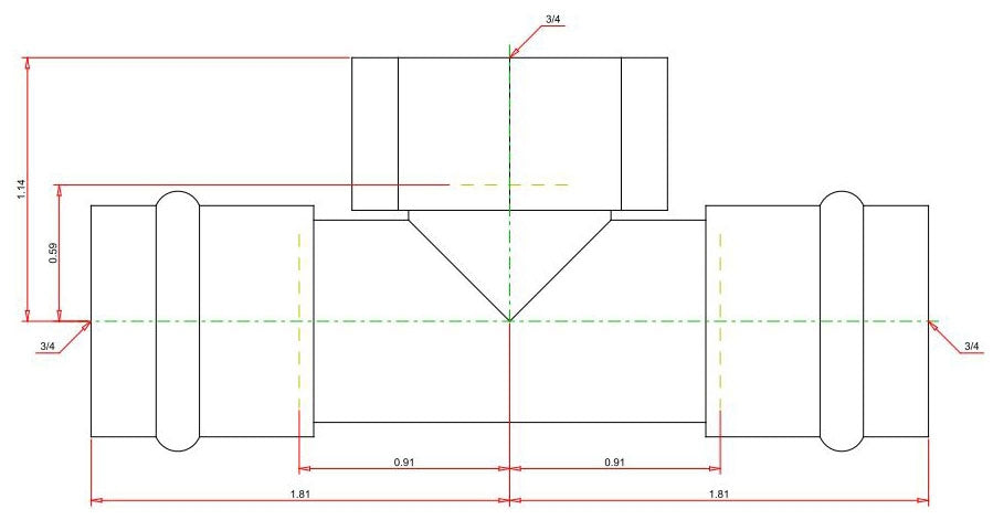 Viega 79595 ProPress Tee 3/4 x 3/4 x 3/4 Press x Press x FIP