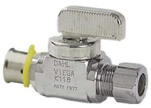 Viega 94031 PEX Press Straight Stop Valve 1/2 x 1/4 in Press x CTS