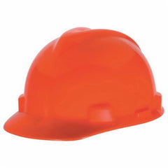 MSA 10034026 Orange Polyethylene Cap Style Hard Hat with 4 Point Ratchet Suspension