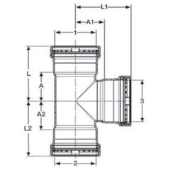 Viega 20754 ProPress 20754 Tube Tee 3 x 2-1/2 x 3 in Nominal Press Copper Import