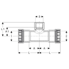 Viega 25415 MegaPress Tee 1 x 1 x 3/4 Press x Press x FPT