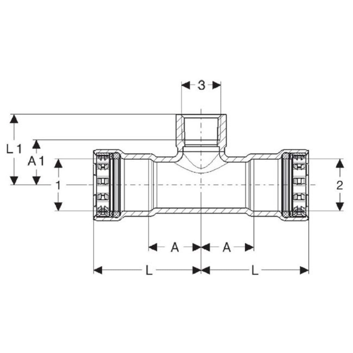 Viega 25455 2 x 2 x 1/2 Press x Female MegaPress Tee