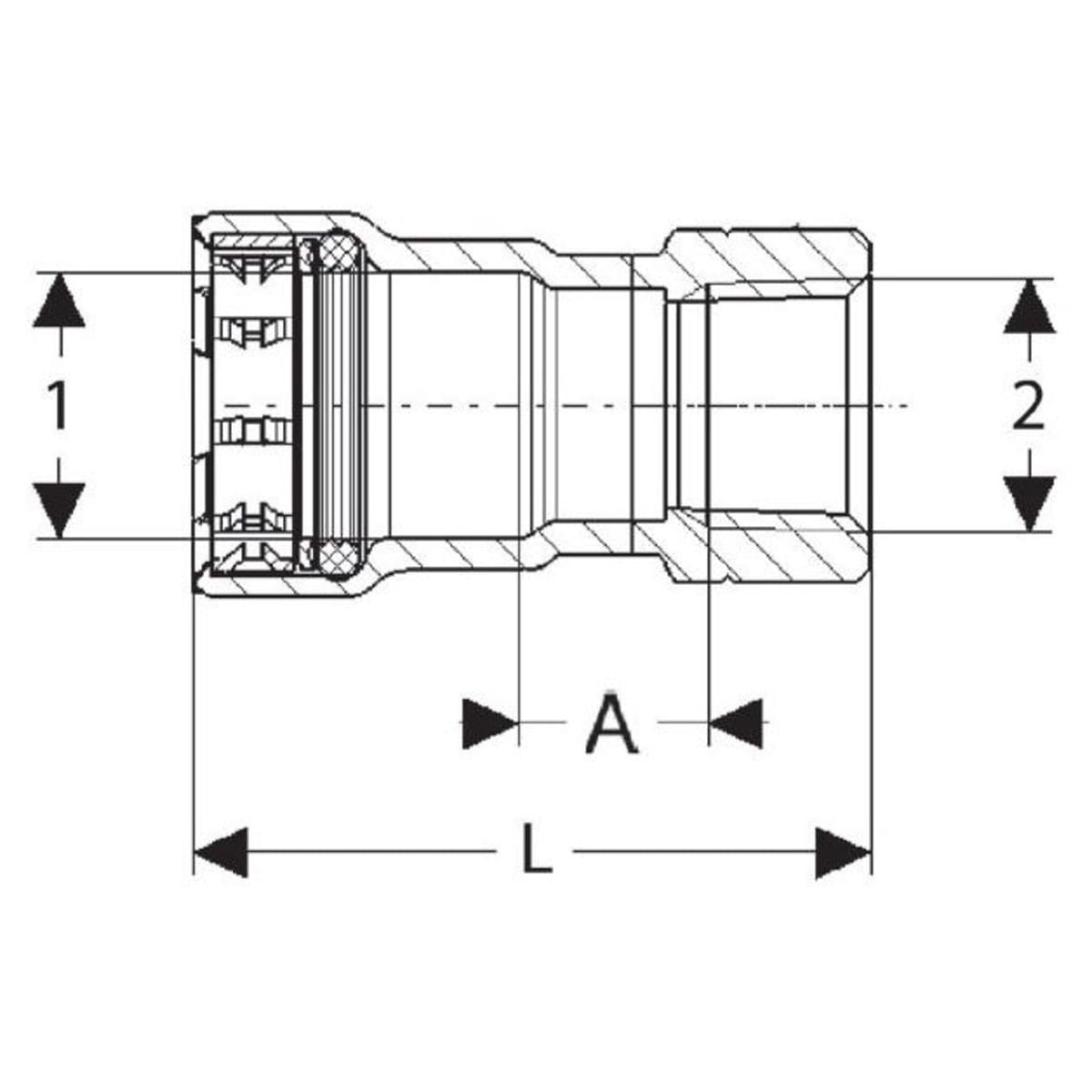 Viega 25575 3/4 x 1/2 - (P-FPT) - Female Adapter, MegaPress®