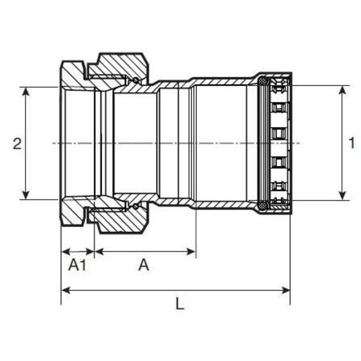 Viega 25670 1-1/2 x 1-1/2 - (P-FPT) - Union, MegaPress