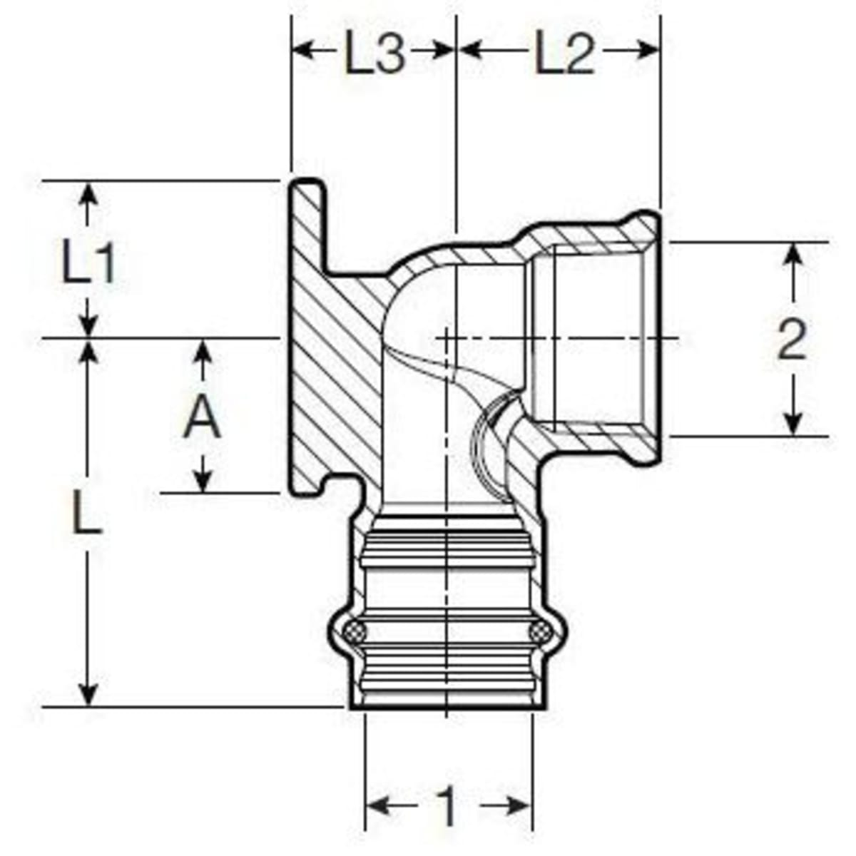 Viega 79185 1/2 x 3/8 - (P-FPT) - 90 Deg Elbow (Drop ear)