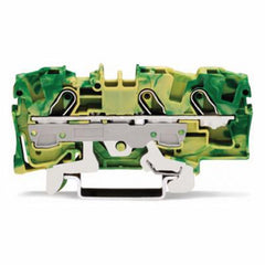 WAGO 2006-1307 3-Conductor Ground Terminal Block, 800 VAC, 6 mm², Green-Yellow