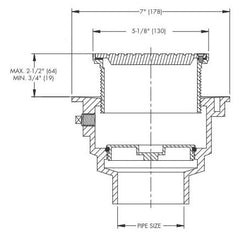 Watts CO-204P-RX-4 Push-On 4 Inch Floor Cleanout with 5-1/8 Round Ductile Iron Top